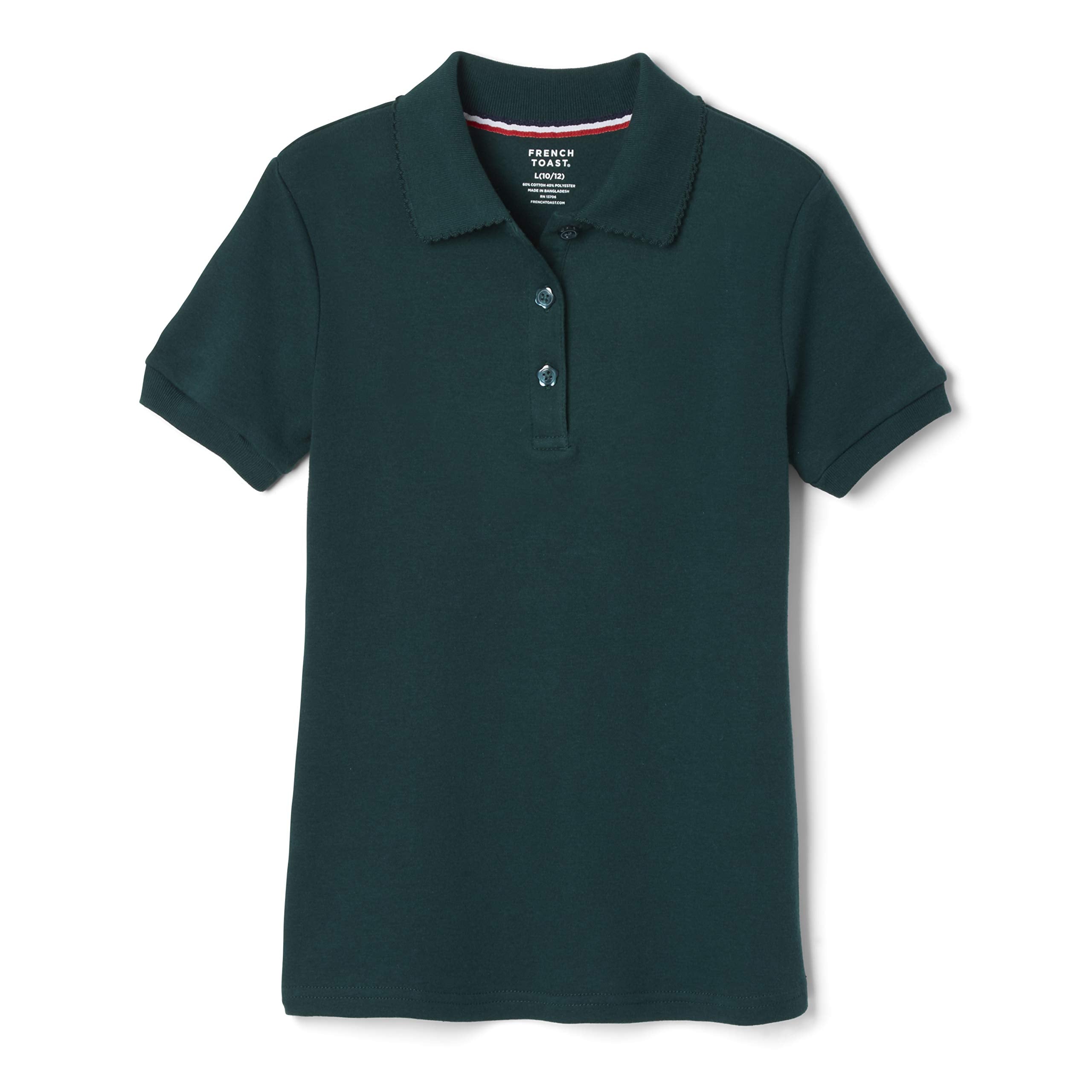 French Toast Girls' Short Sleeve Picot Collar Polo School Uniform Shirt (Standard and Plus)