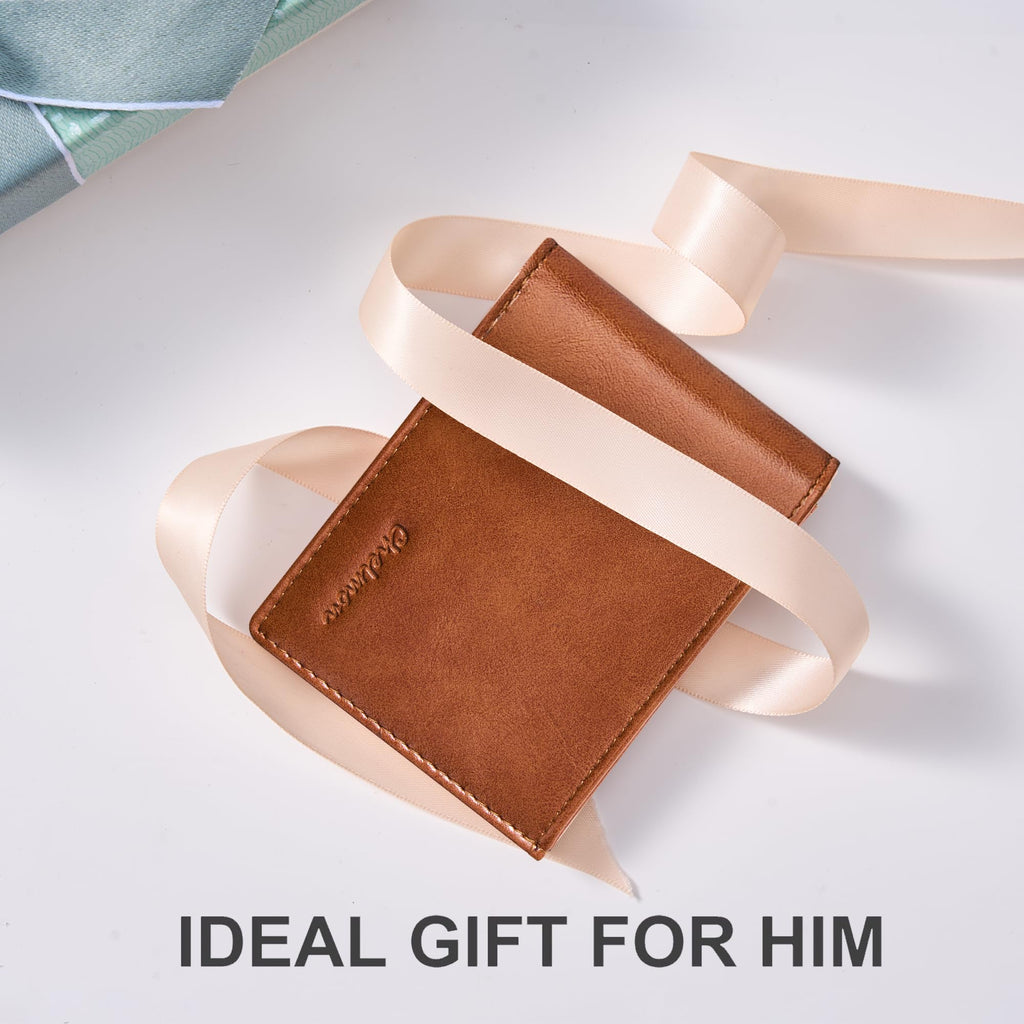 Chelmon Slim Wallet for Men ID Window with RFID Blocking Front Pocket Minimalist Bifold Bussiness Card Holder Gift for Men