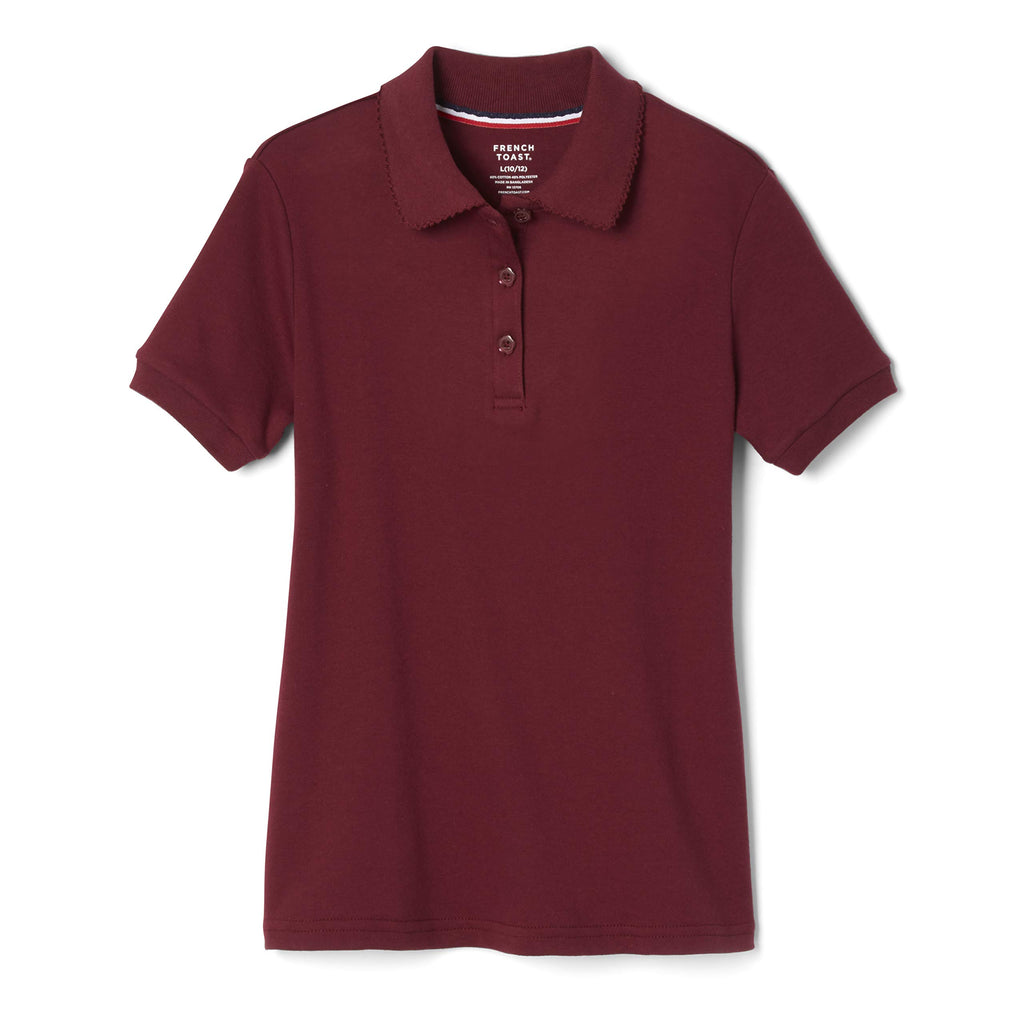 French Toast Girls' Short Sleeve Picot Collar Polo School Uniform Shirt (Standard and Plus)
