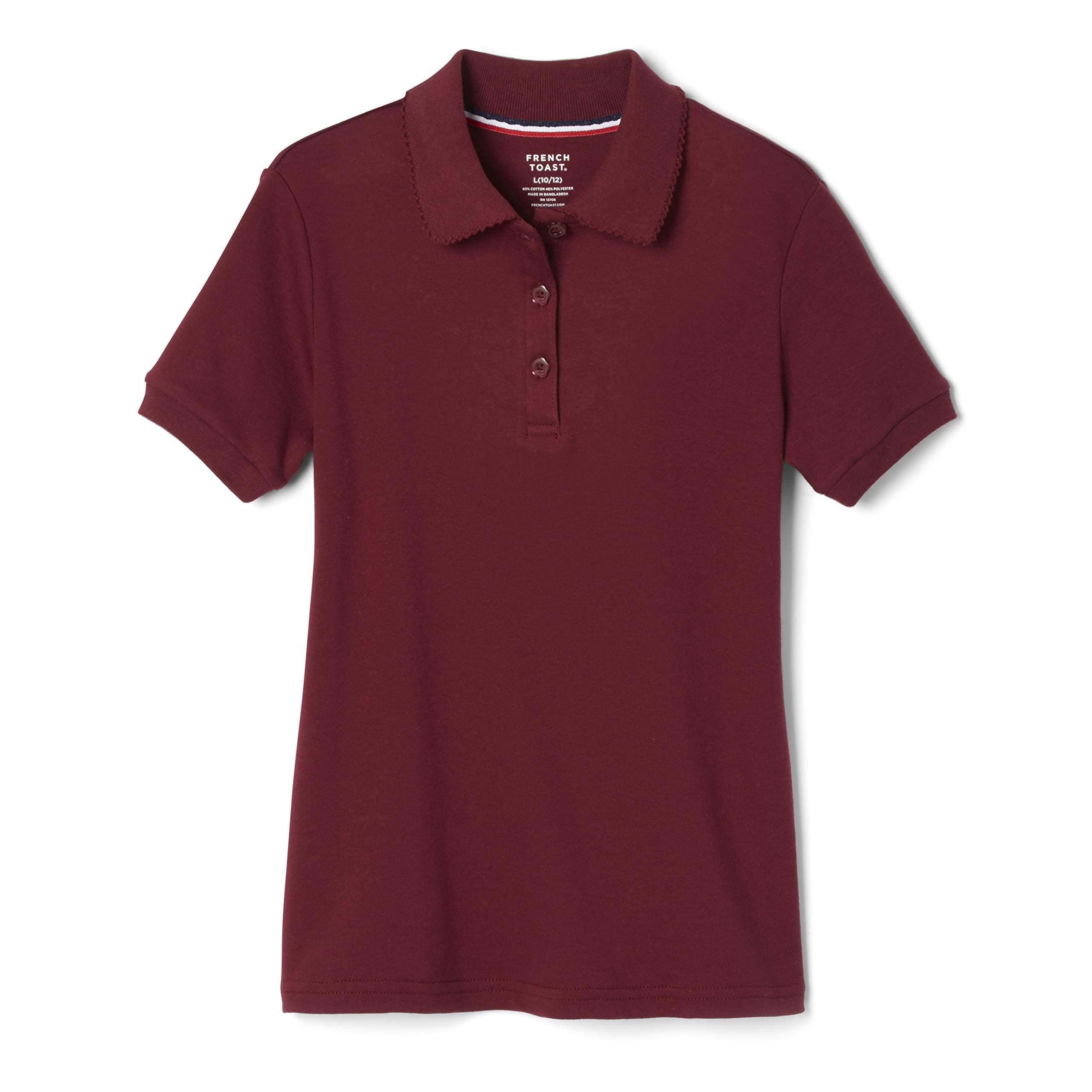 French Toast Girls' Short Sleeve Picot Collar Polo School Uniform Shirt (Standard and Plus)