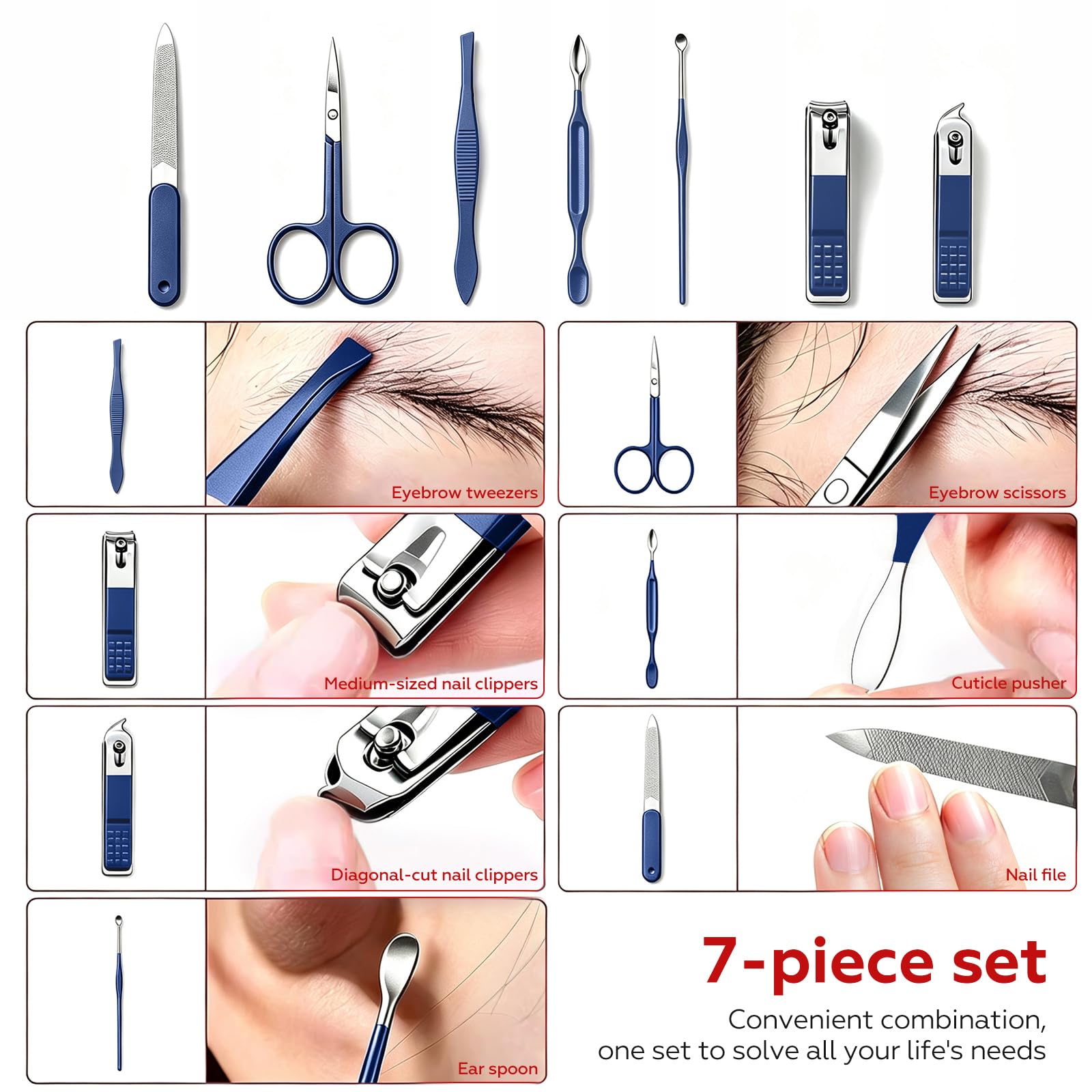 Gift for Dad Men, Manicure Set Nail Clippers Grooming Kit with Travel Case, Personal Care Tools Birthday Gifts for Men Women