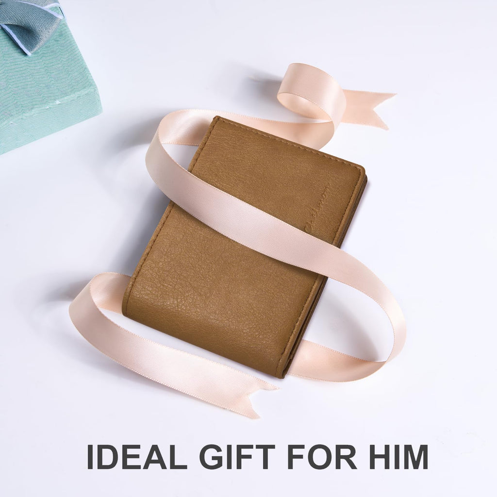 Chelmon Slim Wallet for Men ID Window with RFID Blocking Front Pocket Minimalist Bifold Bussiness Card Holder Gift for Men