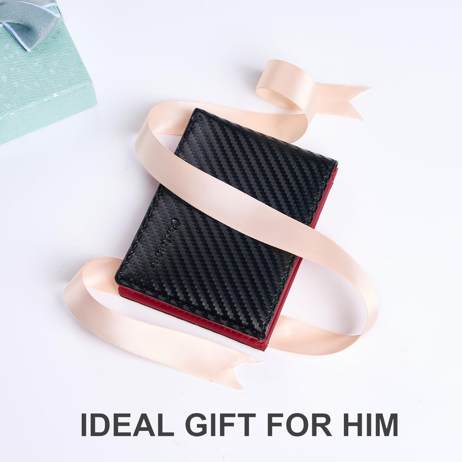 Chelmon Slim Wallet for Men ID Window with RFID Blocking Front Pocket Minimalist Bifold Bussiness Card Holder Gift for Men