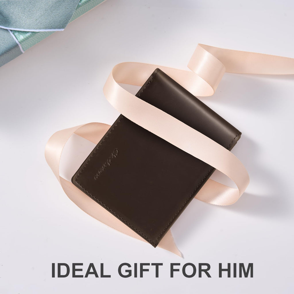 Chelmon Slim Wallet for Men ID Window with RFID Blocking Front Pocket Minimalist Bifold Bussiness Card Holder Gift for Men