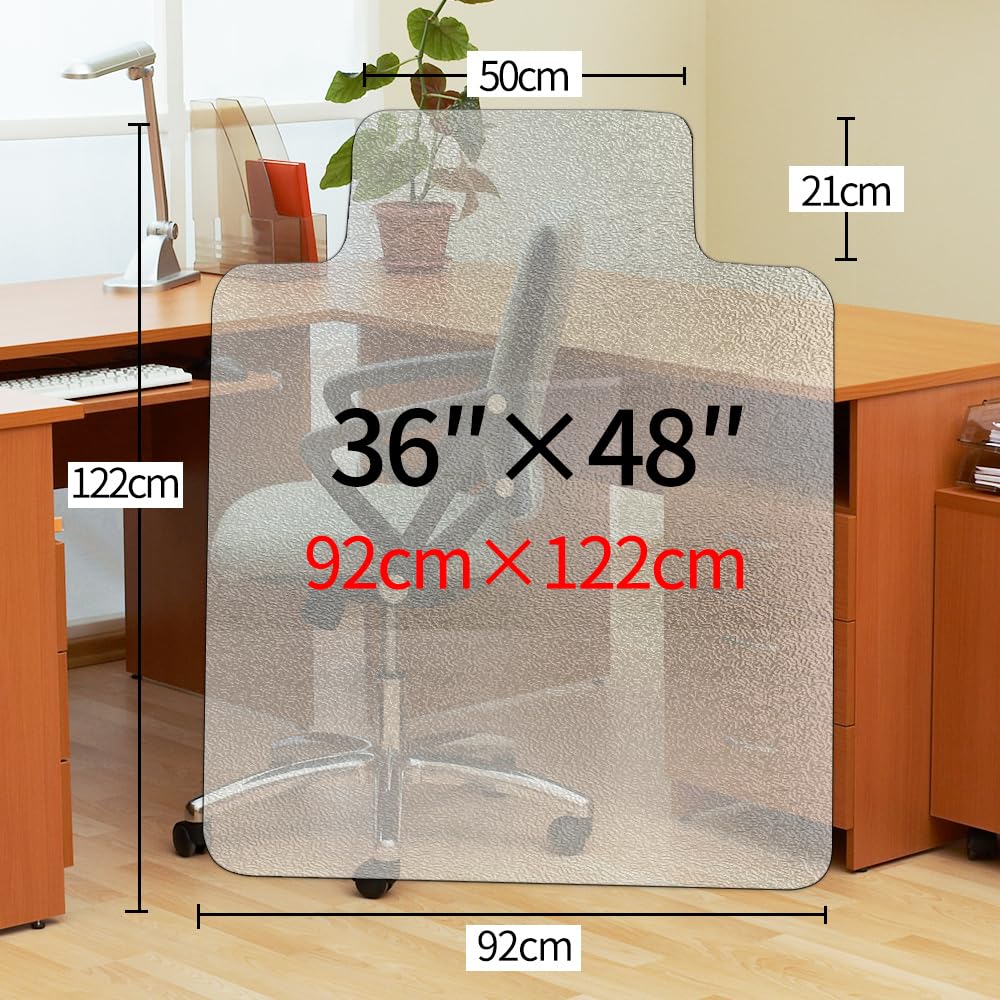 Kasepie 1.5mm Thickness PVC Frosted Office Chair Mat Desk Chair Mats For Hardwood Floors Can't be Used on Carpet Floor - 45 X 53 inch Wood Tile Protection Mat (114x135cm)