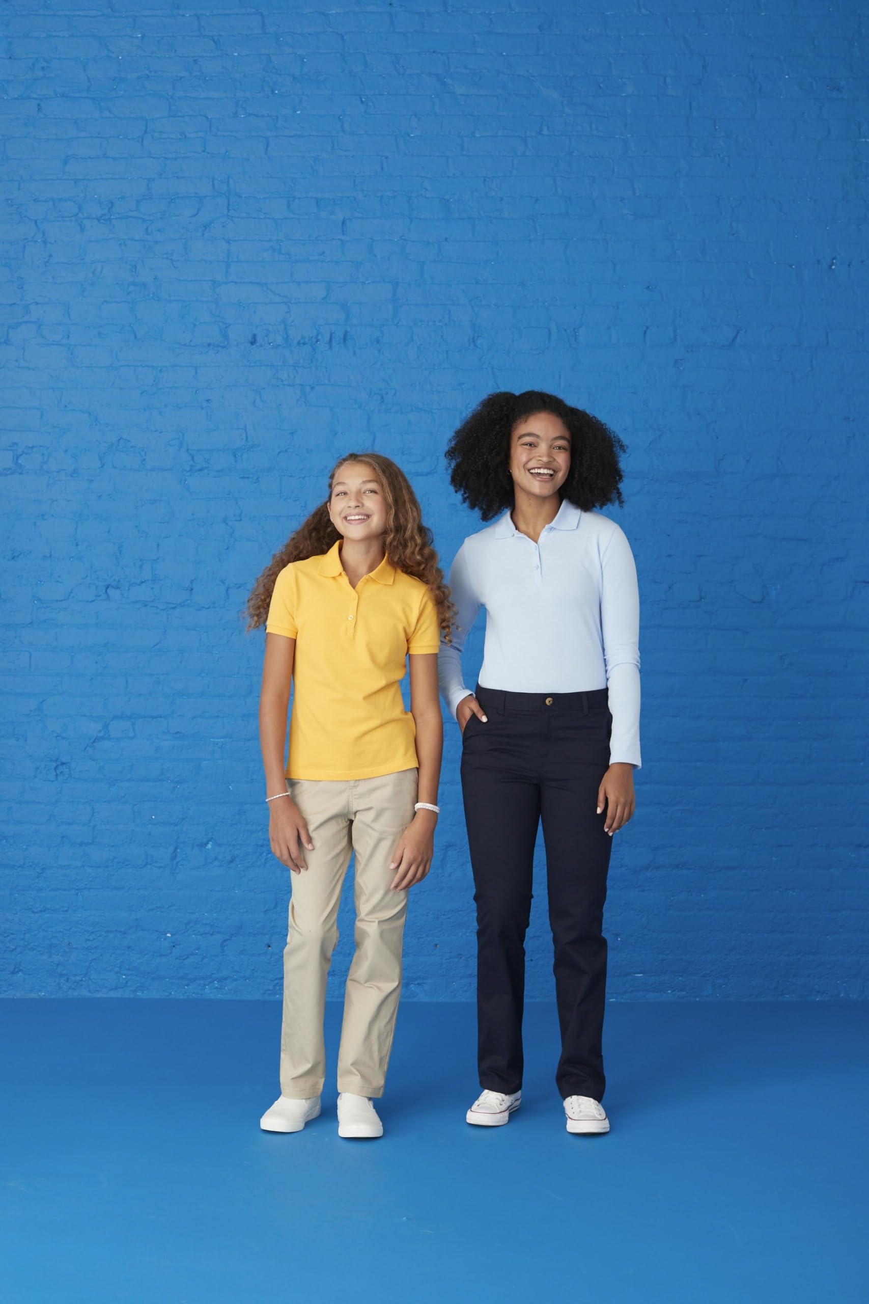 French Toast Girls' Straight Fit Stretch Twill Pant | Adjustable waist, Reinforced knees, Offerend in Standard & Plus sizes, Straight leg school uniform pant