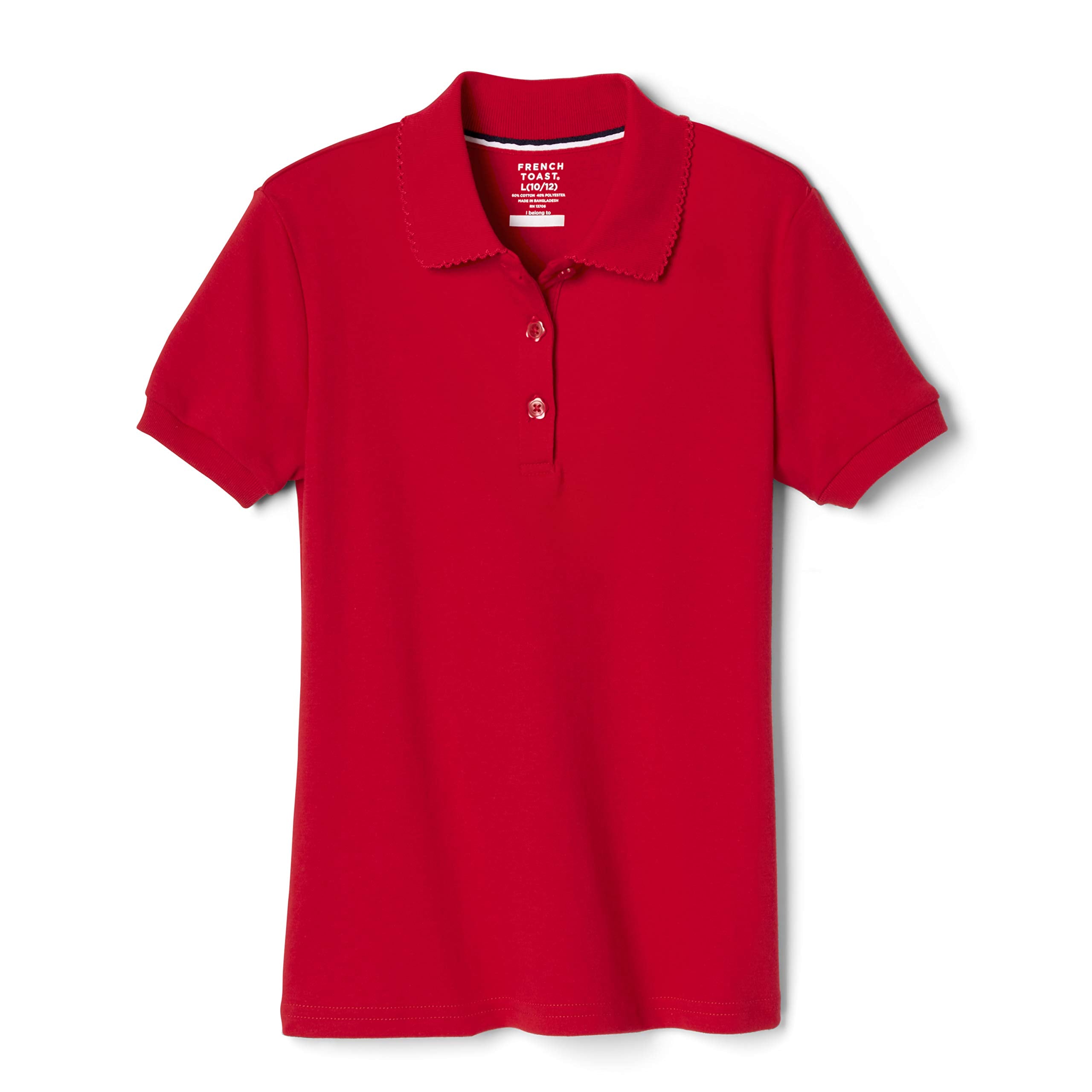 French Toast Girls' Short Sleeve Picot Collar Polo School Uniform Shirt (Standard and Plus)