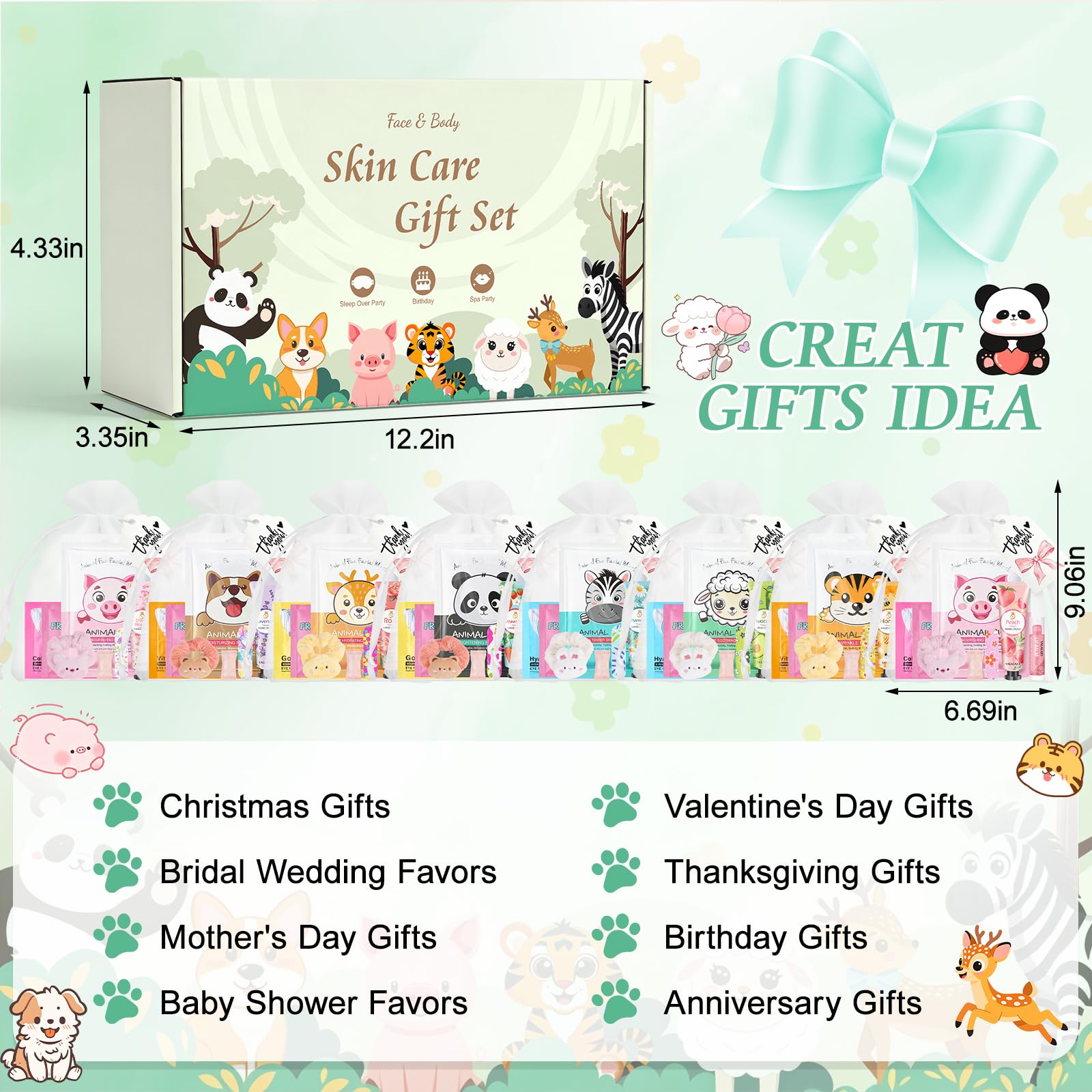 60PCS Bulk Gifts for Women, Spa Party Supplies with Face Masks Skincare, Under Eye Patches, Hand Cream, Lip Balm, Lip Mask, Nail Files, Spa Party Favors for Bridal Wedding Birthday Sleepover Party
