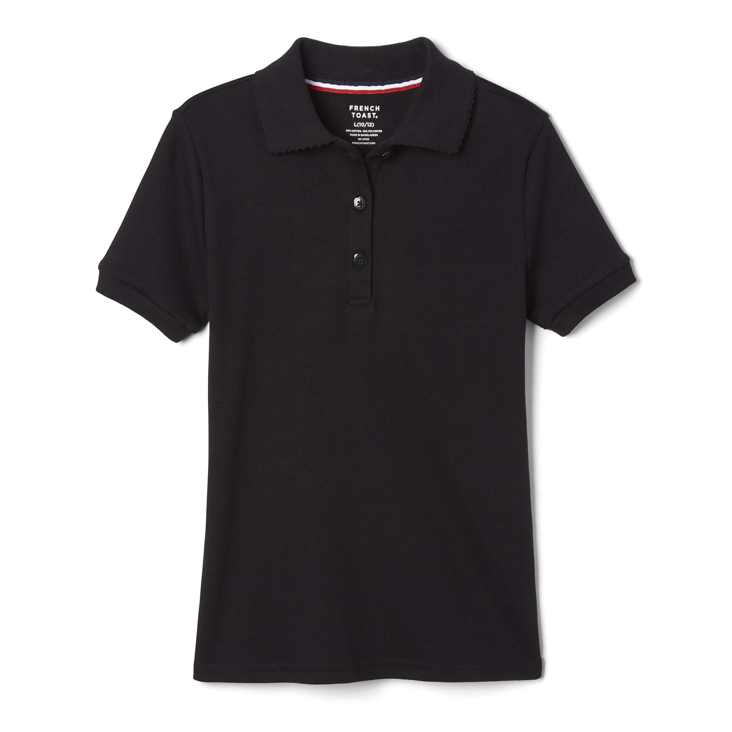 French Toast Girls' Short Sleeve Picot Collar Polo School Uniform Shirt (Standard and Plus)