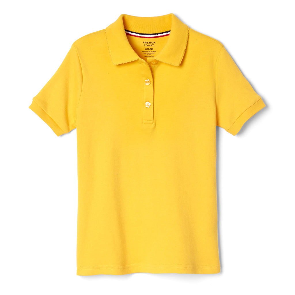 French Toast Girls' Short Sleeve Picot Collar Polo School Uniform Shirt (Standard and Plus)