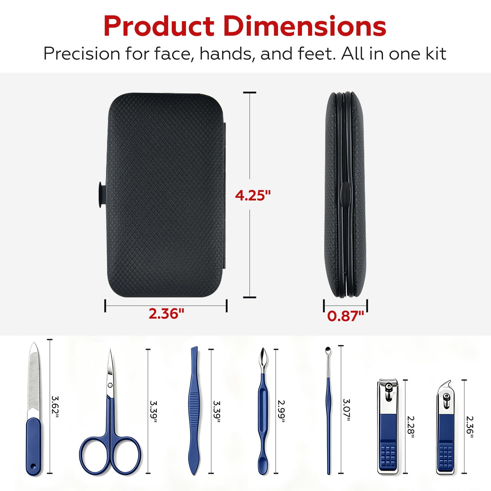 Gift for Dad Men, Manicure Set Nail Clippers Grooming Kit with Travel Case, Personal Care Tools Birthday Gifts for Men Women