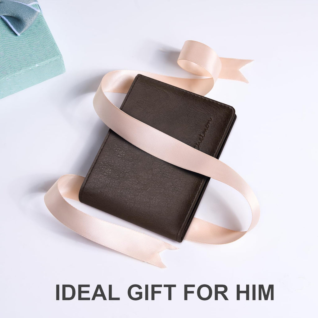 Chelmon Slim Wallet for Men ID Window with RFID Blocking Front Pocket Minimalist Bifold Bussiness Card Holder Gift for Men