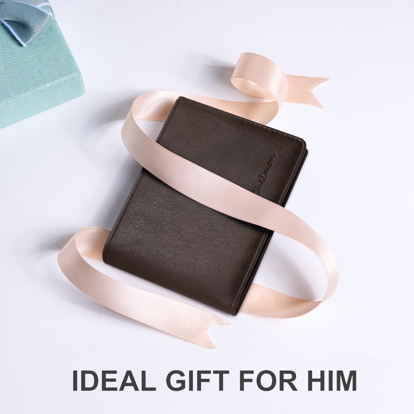 Chelmon Slim Wallet for Men ID Window with RFID Blocking Front Pocket Minimalist Bifold Bussiness Card Holder Gift for Men