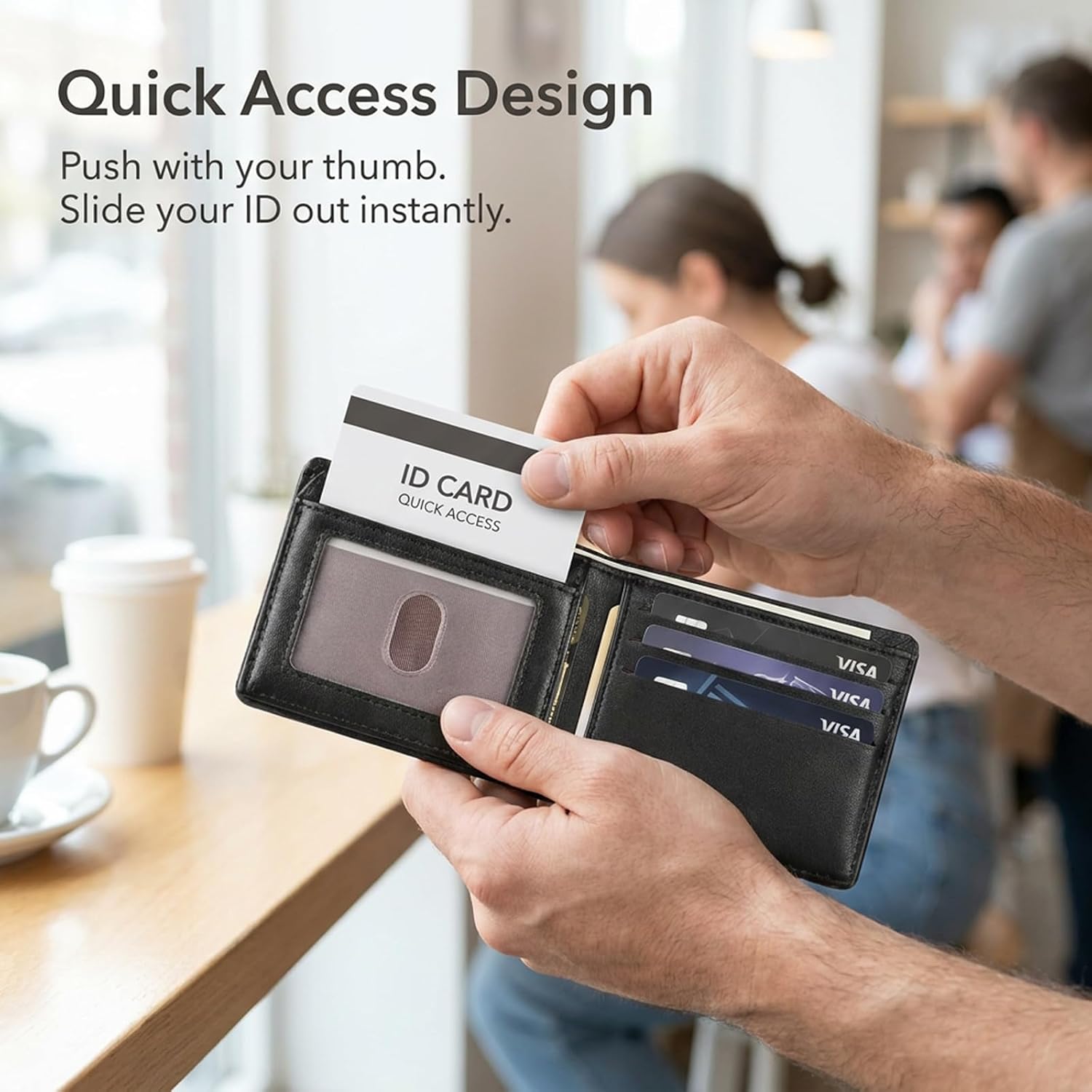 GNDR Wallet For Men Bifold Black RFID Blocking Slim Faux Leather Wallets Card Holder Front Pocket Minimalist Men Accessories With Gift Box