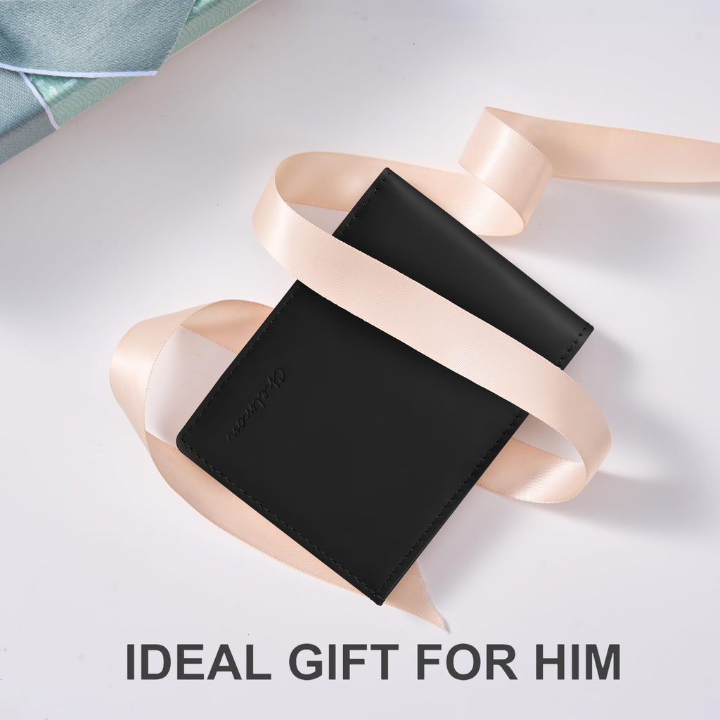 Chelmon Slim Wallet for Men ID Window with RFID Blocking Front Pocket Minimalist Bifold Bussiness Card Holder Gift for Men