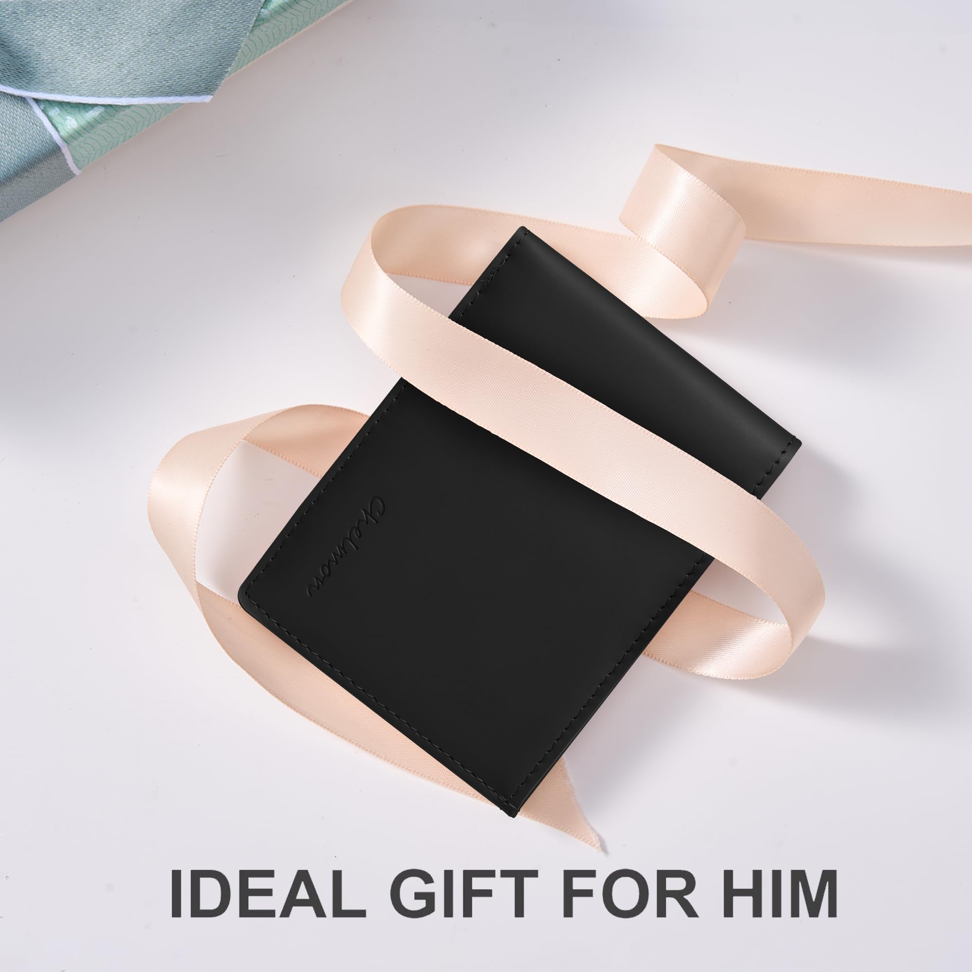 Chelmon Slim Wallet for Men ID Window with RFID Blocking Front Pocket Minimalist Bifold Bussiness Card Holder Gift for Men