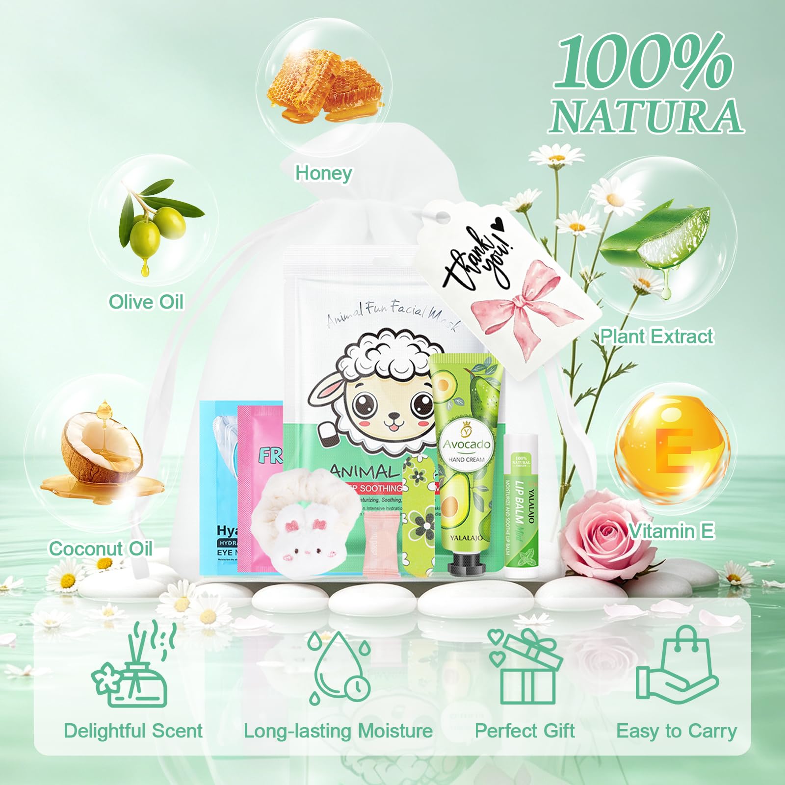 60PCS Bulk Gifts for Women, Spa Party Supplies with Face Masks Skincare, Under Eye Patches, Hand Cream, Lip Balm, Lip Mask, Nail Files, Spa Party Favors for Bridal Wedding Birthday Sleepover Party
