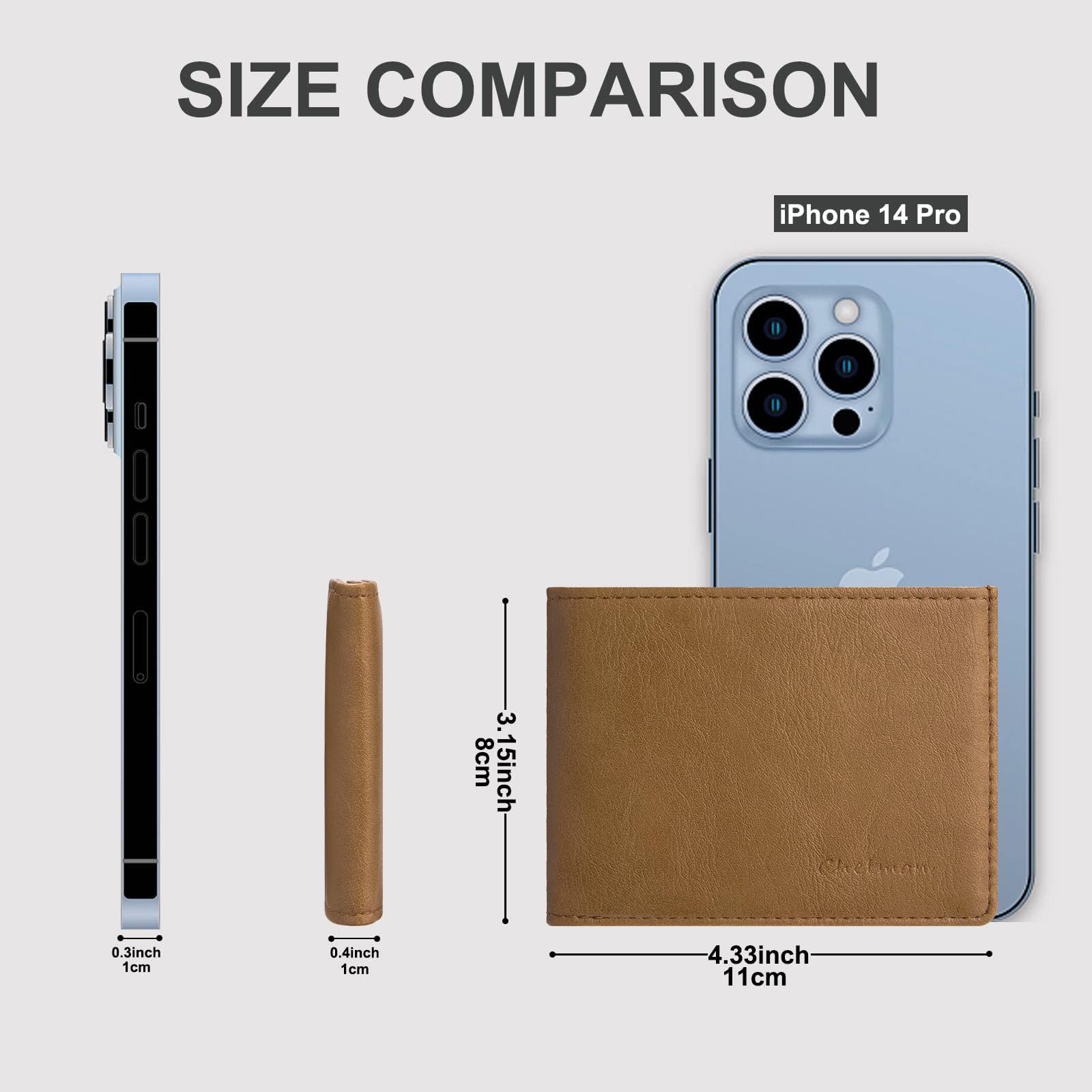Chelmon Slim Wallet for Men ID Window with RFID Blocking Front Pocket Minimalist Bifold Bussiness Card Holder Gift for Men