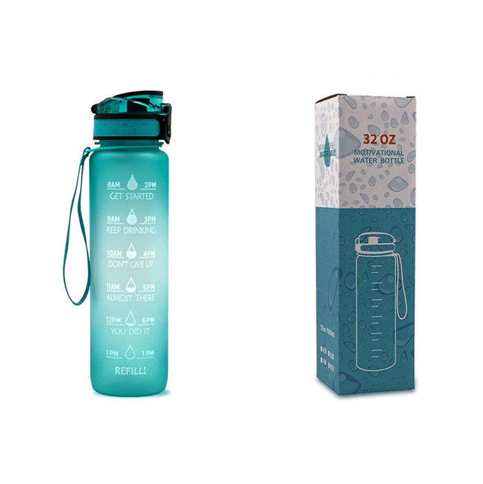 Botella de agua Tritan de 1L con marcador de tiempo, tapa rebotante, botella motivacional, taza a prueba de fugas para ciclismo, botellas para deportes y fitness.
