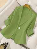Women's Three-Quarter Sleeve Single-Button Casual Blazer
