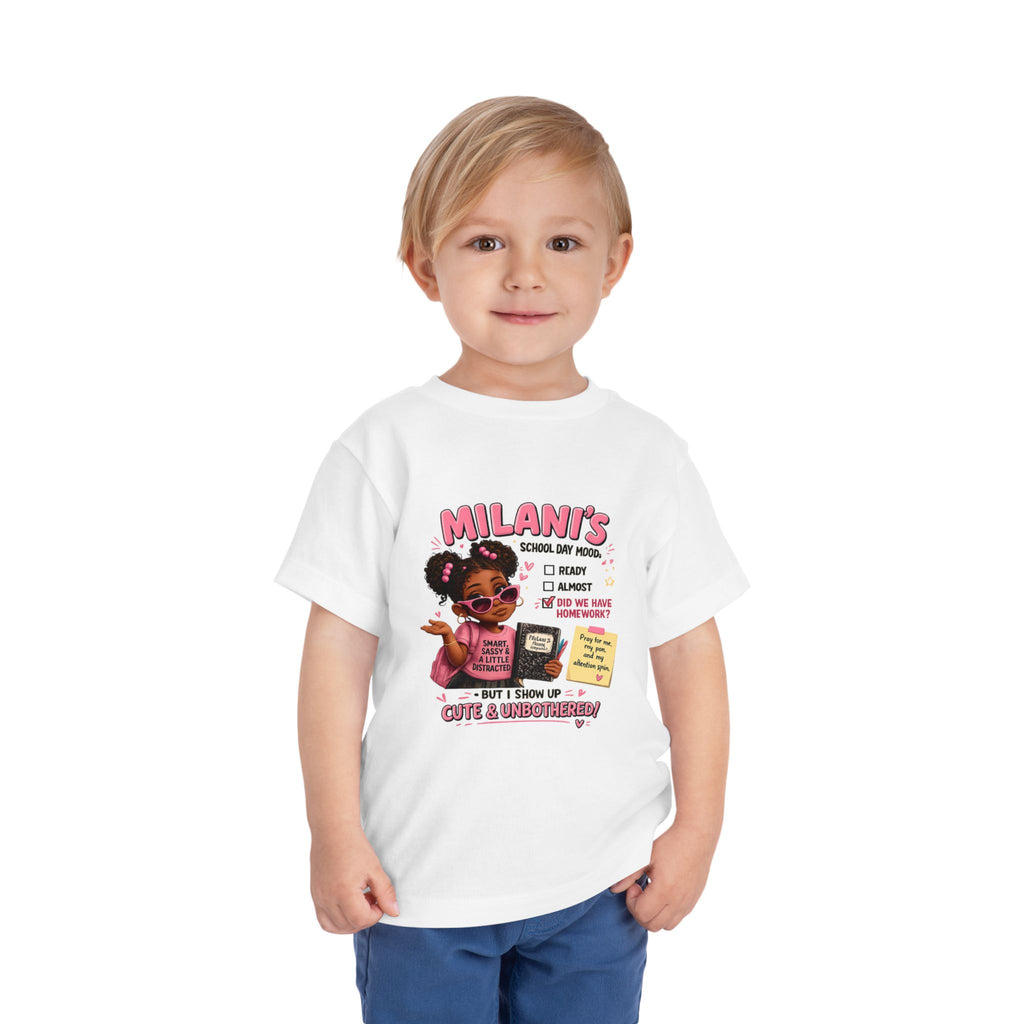 Personalized Toddler Tee — "Milani's School Days" Cute Smart Sassy Graphic Shirt