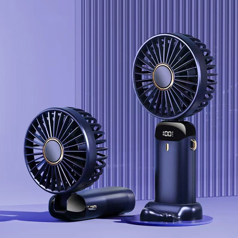 Miniventilador 3 en 1: pantalla LED, 5 velocidades, para cuello/escritorio/mano