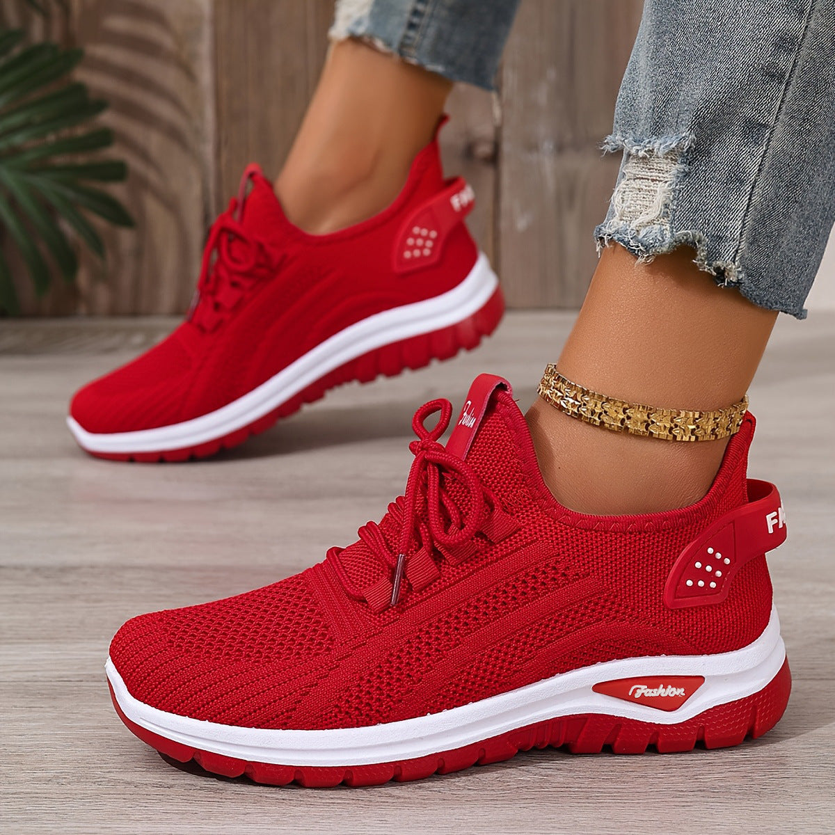 Zapatillas de malla informales de moda para mujer Flying Woven