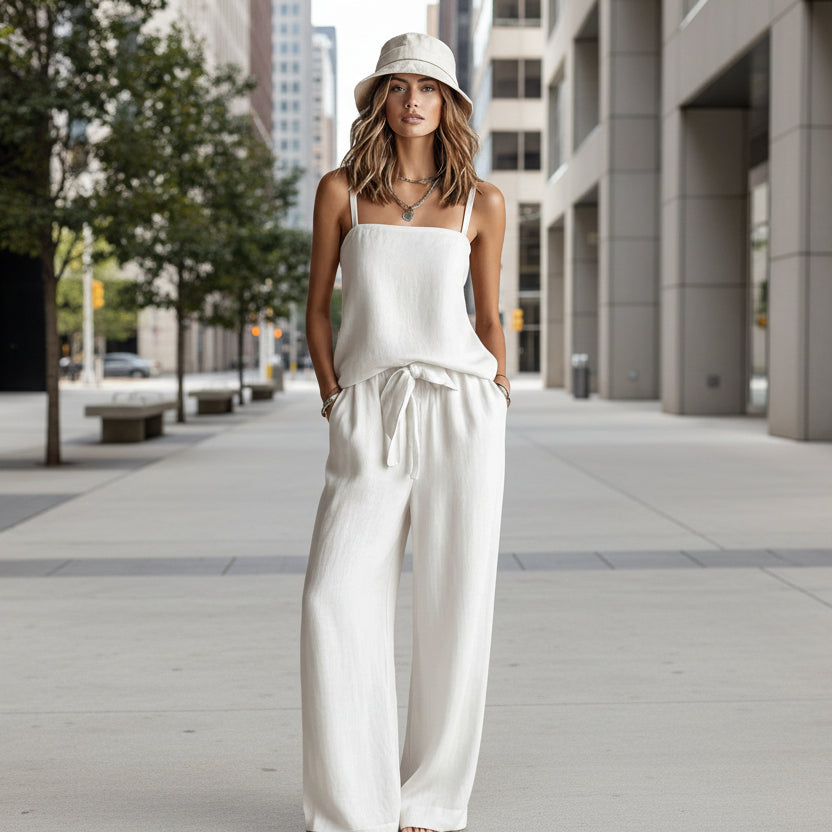 Women's Spaghetti Strap Cami Top & Wide-Leg Pants Two-Piece Set