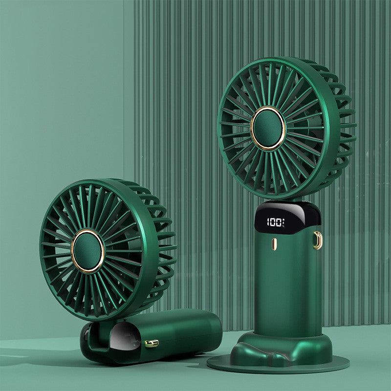 Miniventilador 3 en 1: pantalla LED, 5 velocidades, para cuello/escritorio/mano