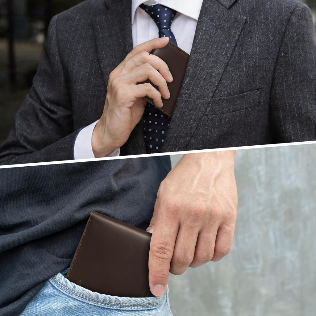 Chelmon Slim Wallet for Men ID Window with RFID Blocking Front Pocket Minimalist Bifold Bussiness Card Holder Gift for Men