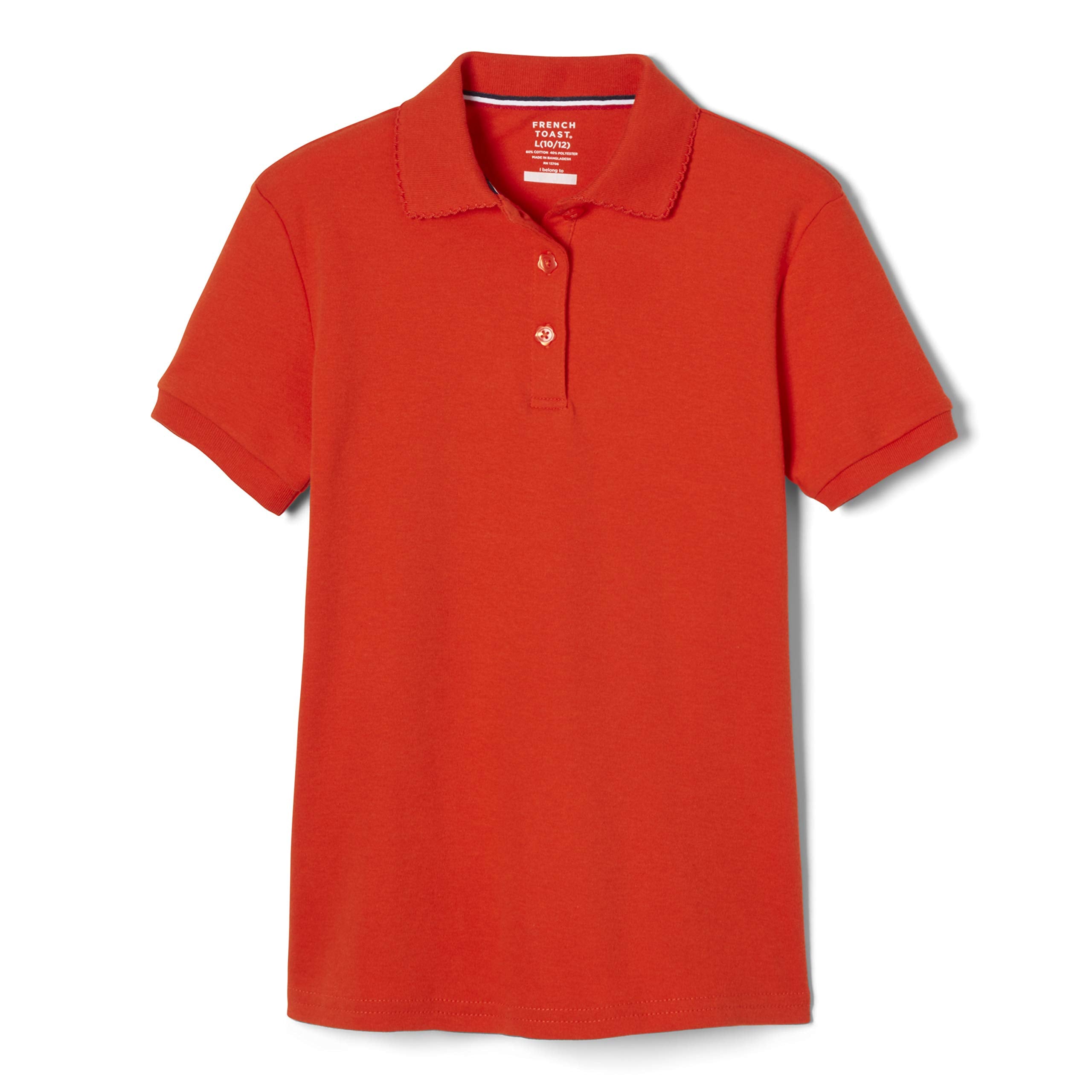 French Toast Girls' Short Sleeve Picot Collar Polo School Uniform Shirt (Standard and Plus)