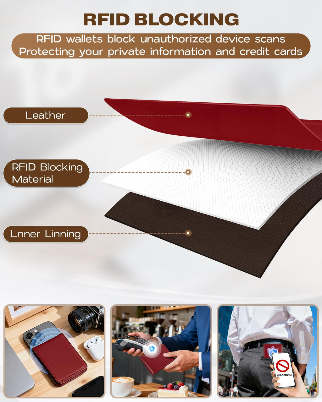 GNDR Wallet For Men Bifold Black RFID Blocking Slim Faux Leather Wallets Card Holder Front Pocket Minimalist Men Accessories With Gift Box