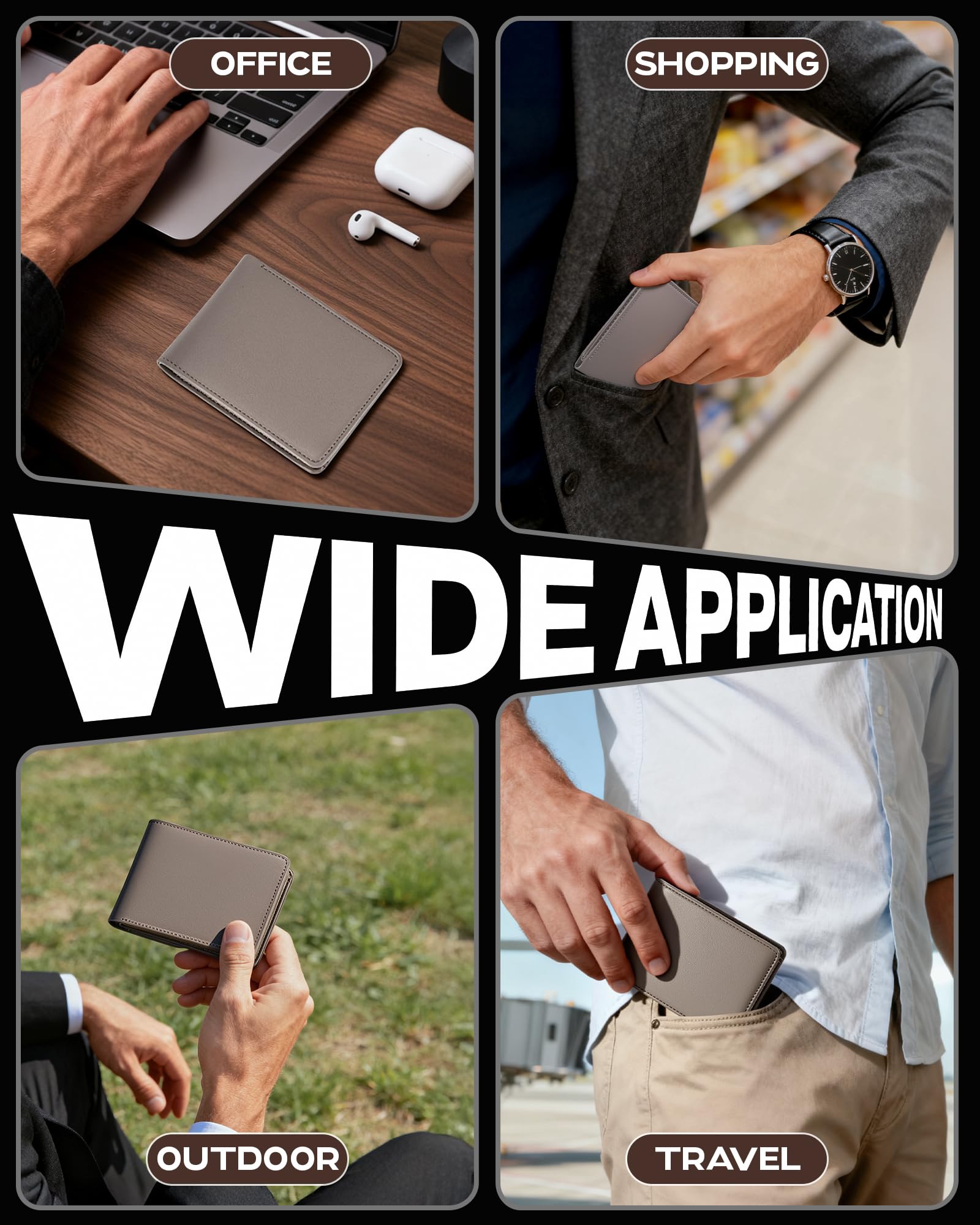 GNDR Wallet For Men Bifold Black RFID Blocking Slim Faux Leather Wallets Card Holder Front Pocket Minimalist Men Accessories With Gift Box