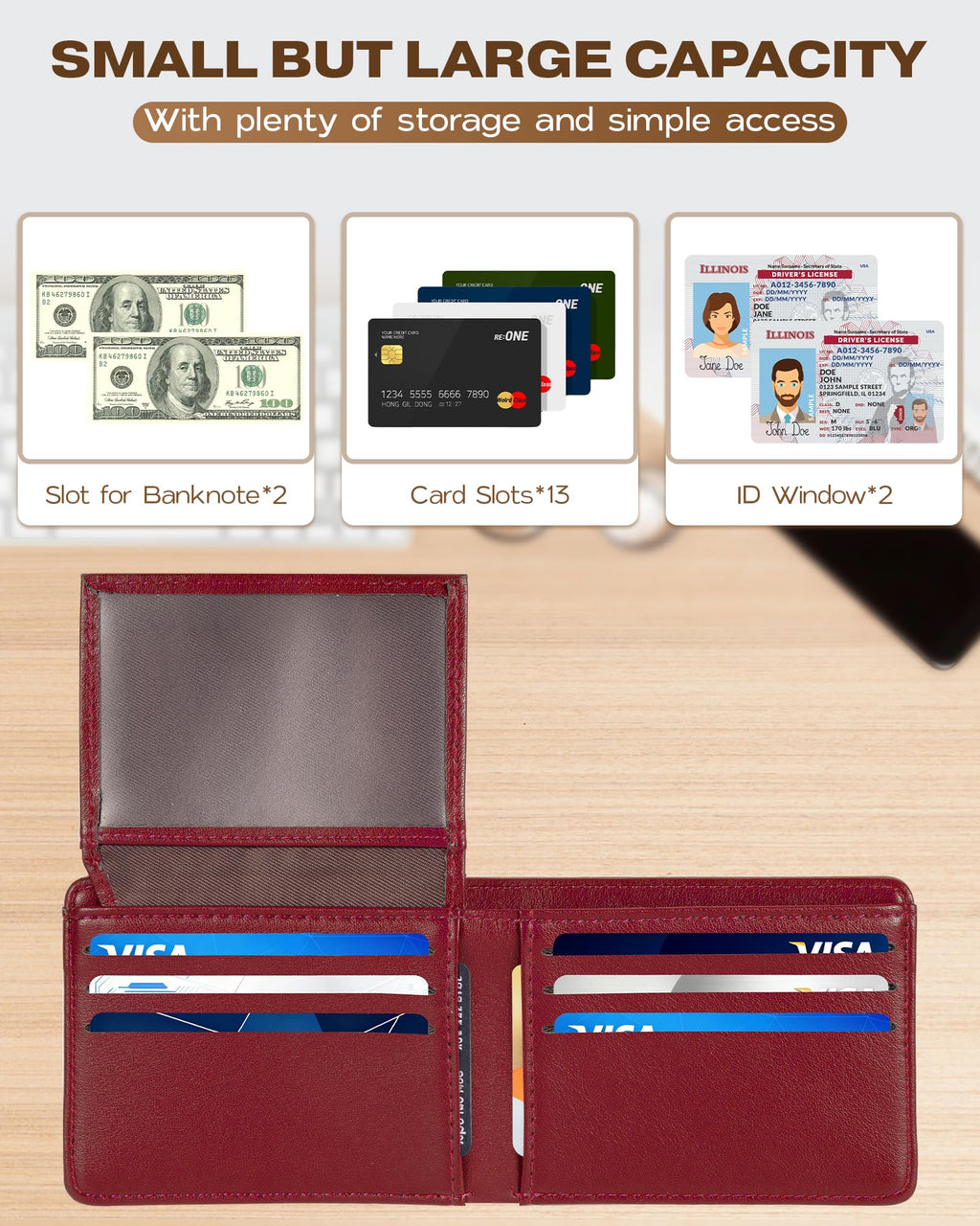 GNDR Wallet For Men Bifold Black RFID Blocking Slim Faux Leather Wallets Card Holder Front Pocket Minimalist Men Accessories With Gift Box