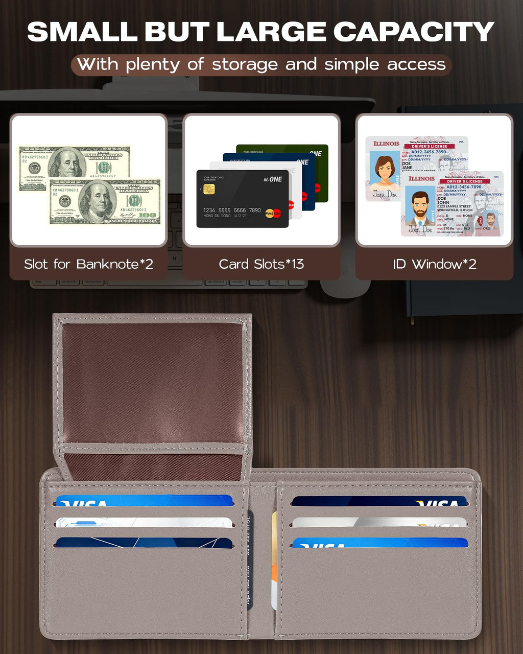 GNDR Wallet For Men Bifold Black RFID Blocking Slim Faux Leather Wallets Card Holder Front Pocket Minimalist Men Accessories With Gift Box