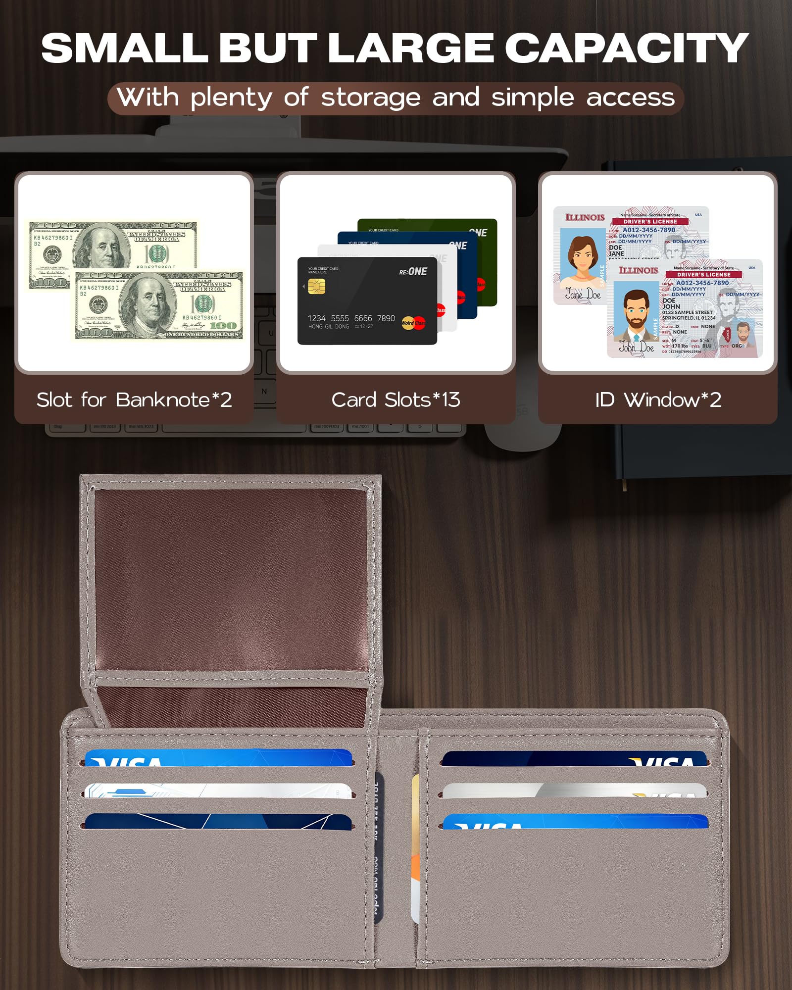 GNDR Wallet For Men Bifold Black RFID Blocking Slim Faux Leather Wallets Card Holder Front Pocket Minimalist Men Accessories With Gift Box