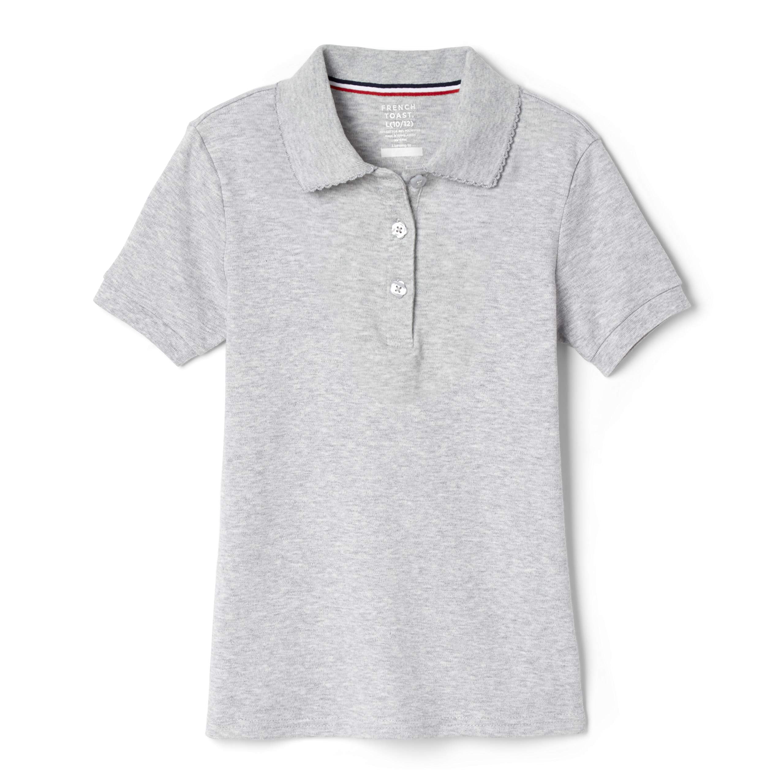 French Toast Girls' Short Sleeve Picot Collar Polo School Uniform Shirt (Standard and Plus)