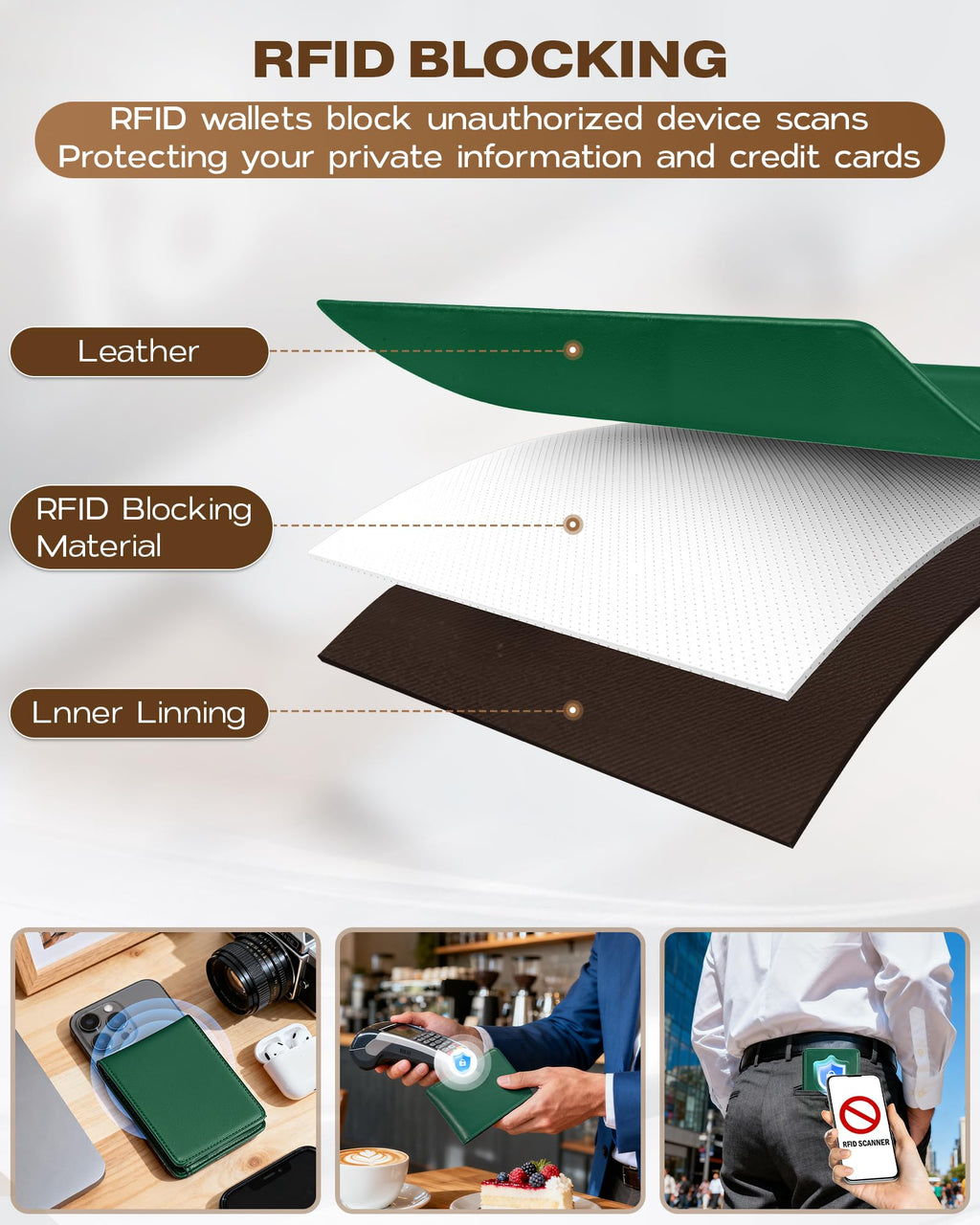 GNDR Wallet For Men Bifold Black RFID Blocking Slim Faux Leather Wallets Card Holder Front Pocket Minimalist Men Accessories With Gift Box