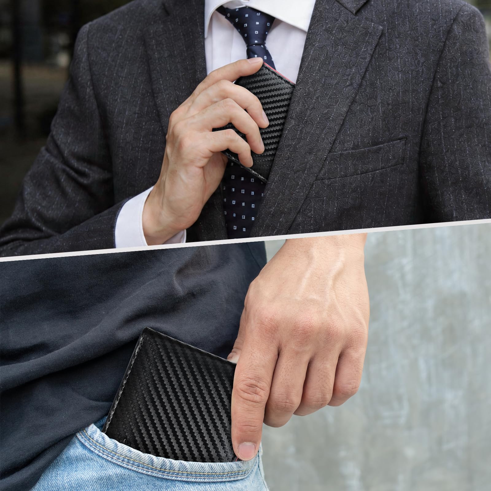 Chelmon Slim Wallet for Men ID Window with RFID Blocking Front Pocket Minimalist Bifold Bussiness Card Holder Gift for Men