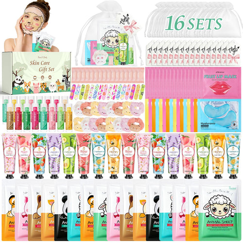 60PCS Bulk Gifts for Women, Spa Party Supplies with Face Masks Skincare, Under Eye Patches, Hand Cream, Lip Balm, Lip Mask, Nail Files, Spa Party Favors for Bridal Wedding Birthday Sleepover Party