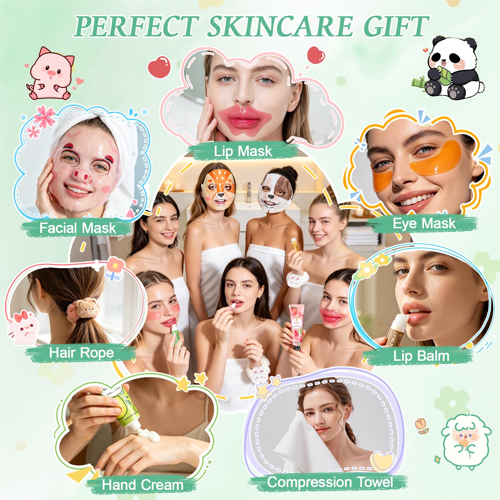 60PCS Bulk Gifts for Women, Spa Party Supplies with Face Masks Skincare, Under Eye Patches, Hand Cream, Lip Balm, Lip Mask, Nail Files, Spa Party Favors for Bridal Wedding Birthday Sleepover Party