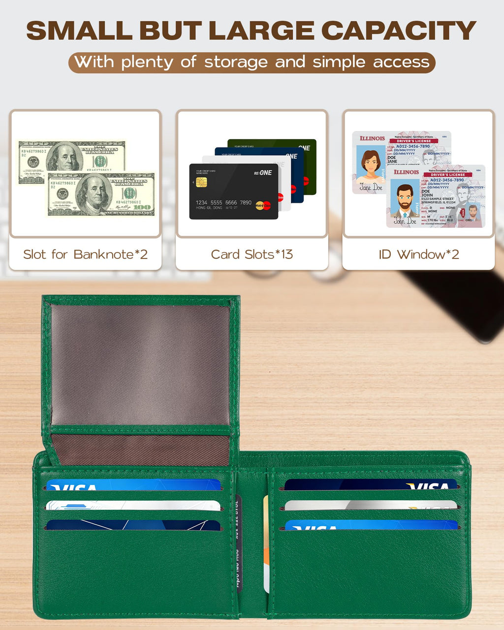 GNDR Wallet For Men Bifold Black RFID Blocking Slim Faux Leather Wallets Card Holder Front Pocket Minimalist Men Accessories With Gift Box