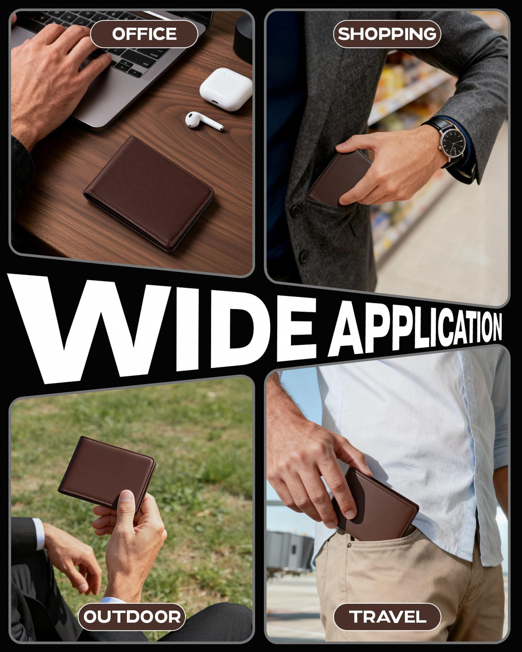 GNDR Wallet For Men Bifold Black RFID Blocking Slim Faux Leather Wallets Card Holder Front Pocket Minimalist Men Accessories With Gift Box