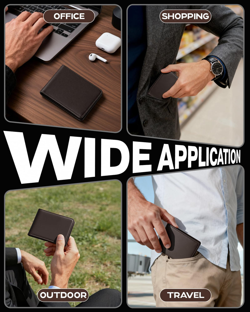 GNDR Wallet For Men Bifold Black RFID Blocking Slim Faux Leather Wallets Card Holder Front Pocket Minimalist Men Accessories With Gift Box