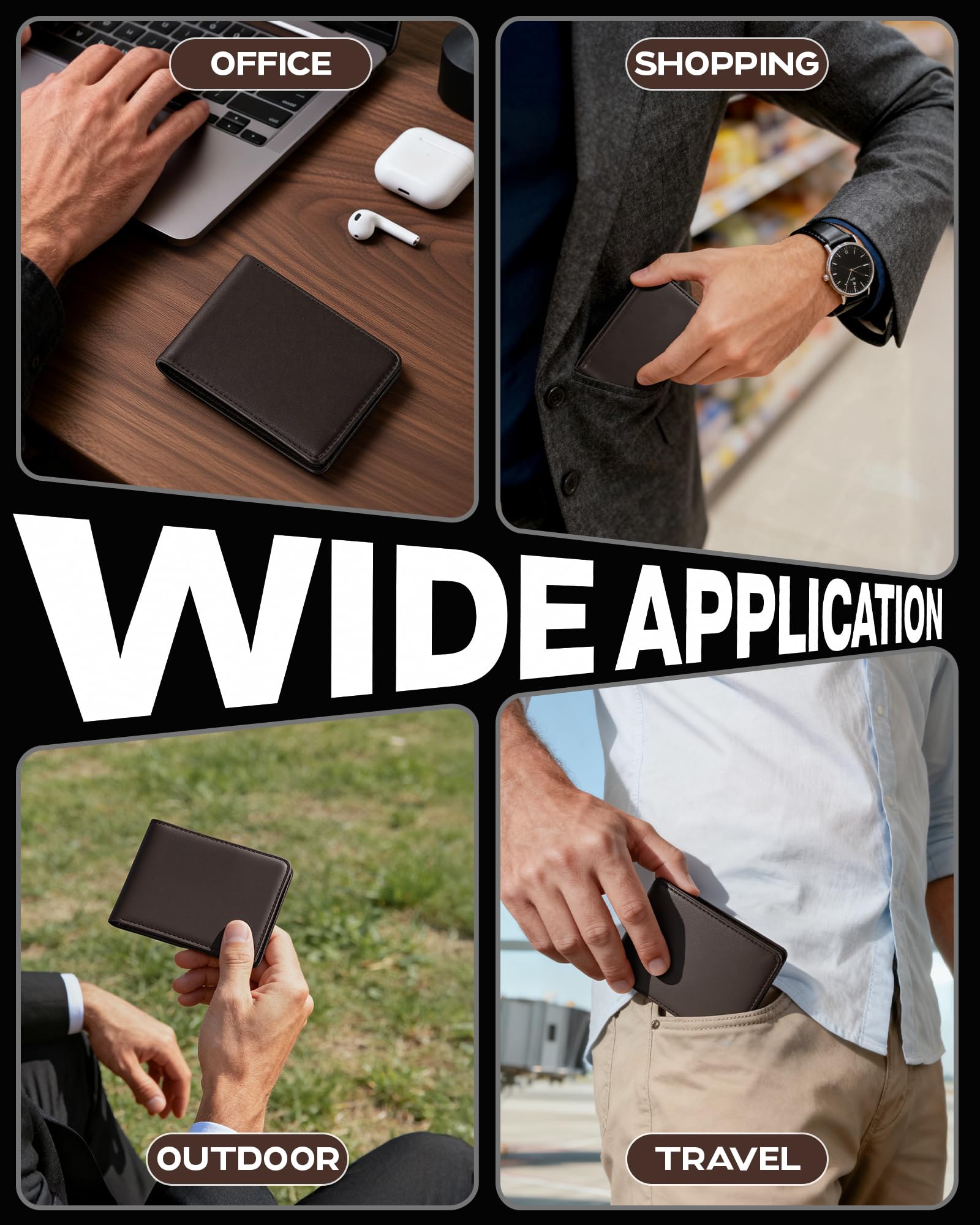 GNDR Wallet For Men Bifold Black RFID Blocking Slim Faux Leather Wallets Card Holder Front Pocket Minimalist Men Accessories With Gift Box