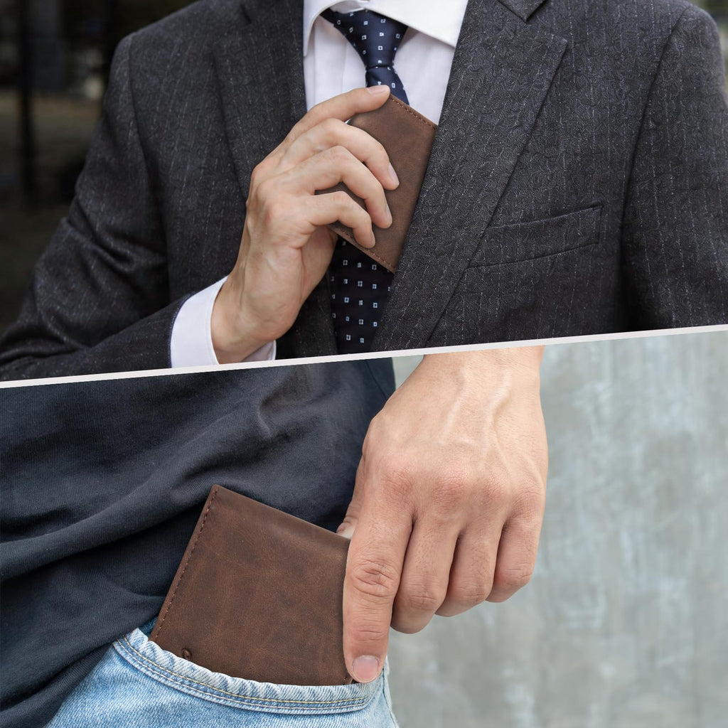 Chelmon Slim Wallet for Men ID Window with RFID Blocking Front Pocket Minimalist Bifold Bussiness Card Holder Gift for Men