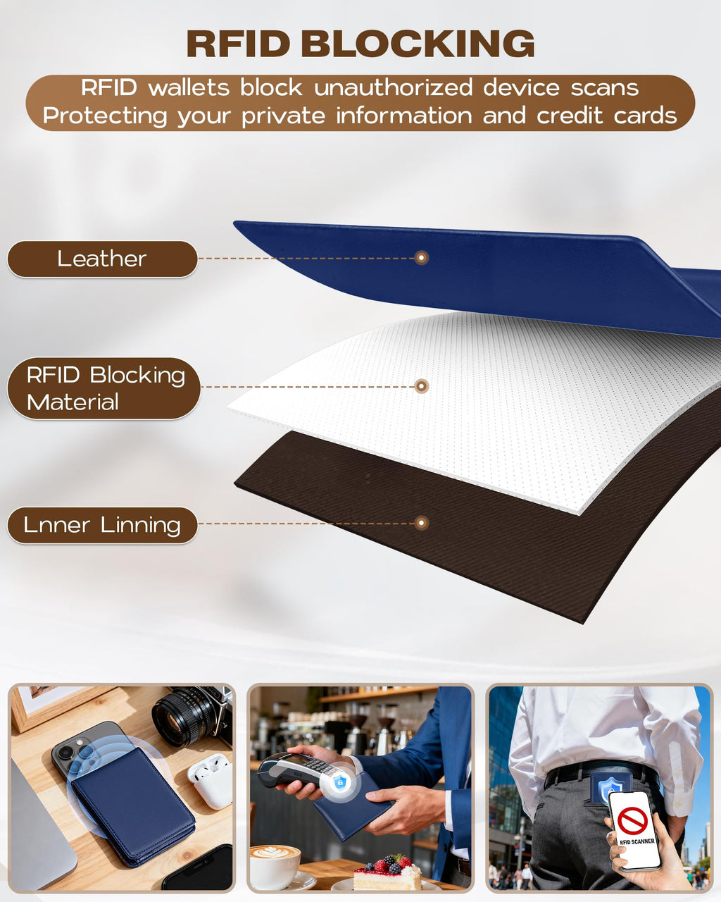 GNDR Wallet For Men Bifold Black RFID Blocking Slim Faux Leather Wallets Card Holder Front Pocket Minimalist Men Accessories With Gift Box