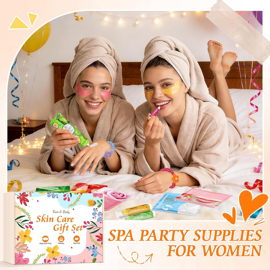 60PCS Bulk Gifts for Women, Spa Party Supplies with Face Masks Skincare, Under Eye Patches, Hand Cream, Lip Balm, Lip Mask, Nail Files, Spa Party Favors for Bridal Wedding Birthday Sleepover Party