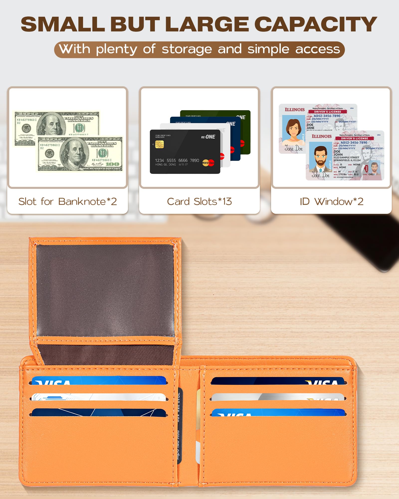 GNDR Wallet For Men Bifold Black RFID Blocking Slim Faux Leather Wallets Card Holder Front Pocket Minimalist Men Accessories With Gift Box