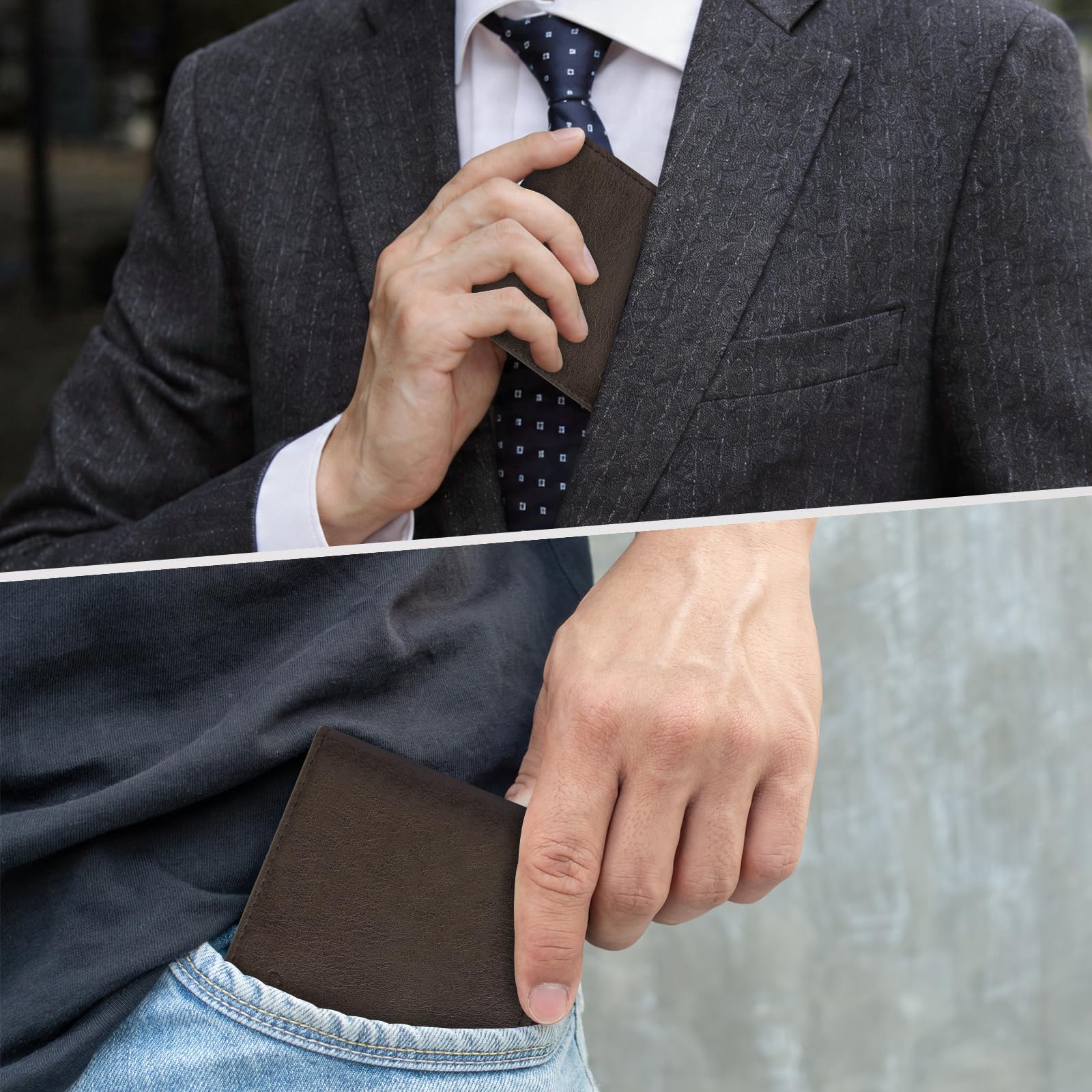 Chelmon Slim Wallet for Men ID Window with RFID Blocking Front Pocket Minimalist Bifold Bussiness Card Holder Gift for Men